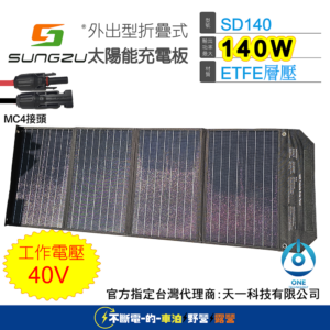 SUNGZU 140W太陽能板 折疊型 四片 MC4出線 SKA1500T SKA1000T移動電源使用